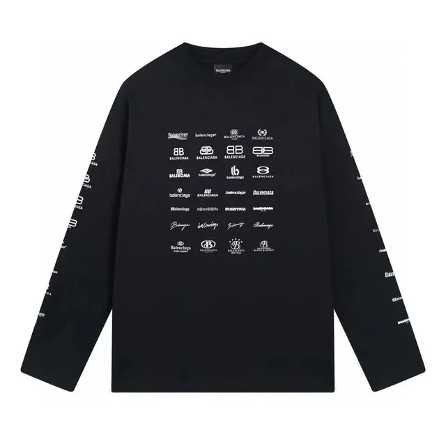 Balenciaga Logo Print Long-Sleeve Tee Multi-Logo