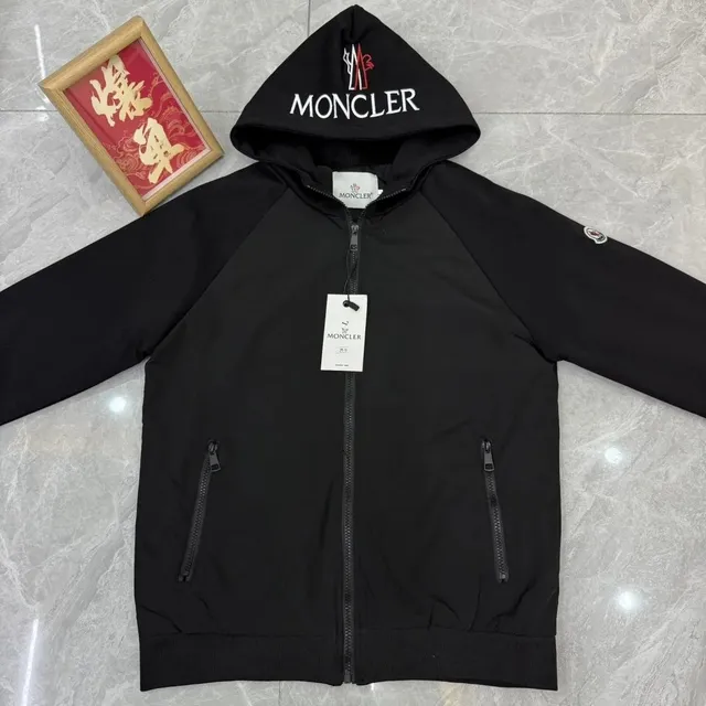 Moncler Zip-Up Hooded Jacket Logo Embroidery