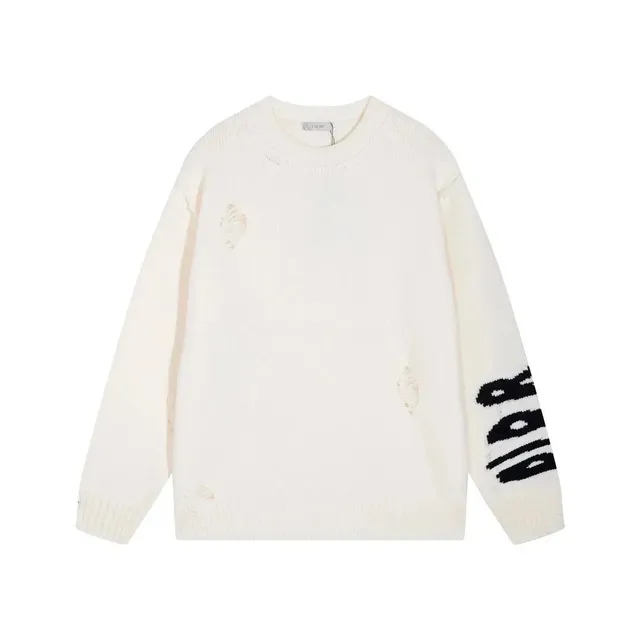 Dior Knit Sweater Distressed Logo Sleeve