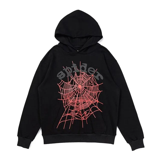 Sp5der Spider Web Hoodie Black with Red Web Print