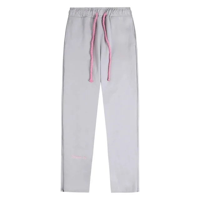 Sweatpants Light Grey with Pink Drawstring