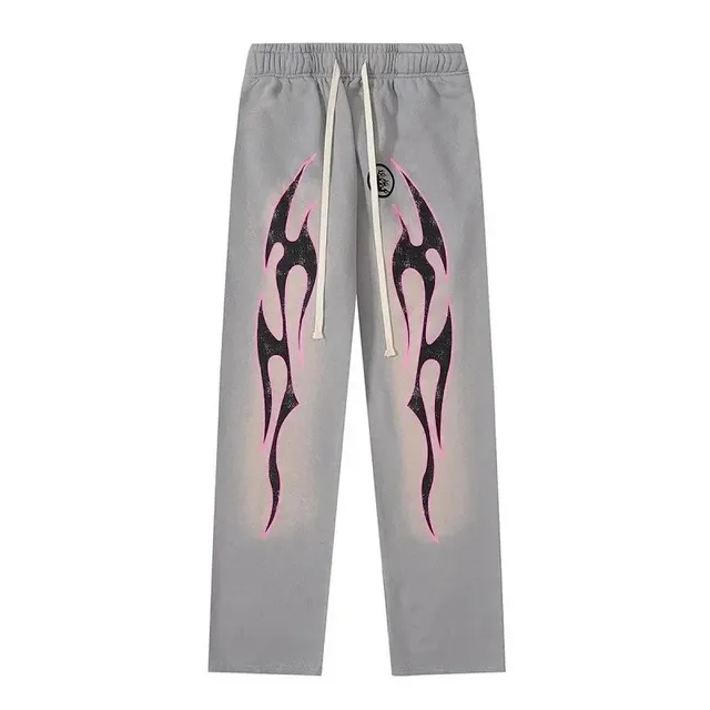Hellstar Flame Sweatpants Pink Flame Print