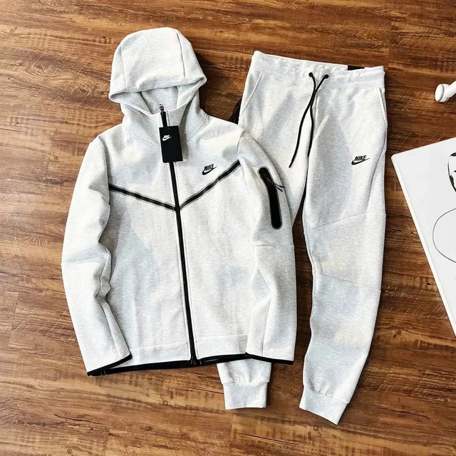 Nike Tech Fleece Hoodie and Joggers Light Grey