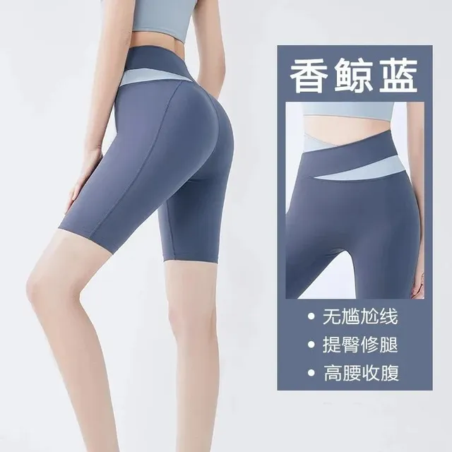 High-Waisted Bike Shorts Seamless Cross-Panel