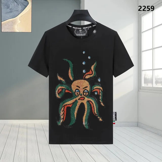 Philipp Plein Octopus Graphic Tee Crystal-Embellished Octopus