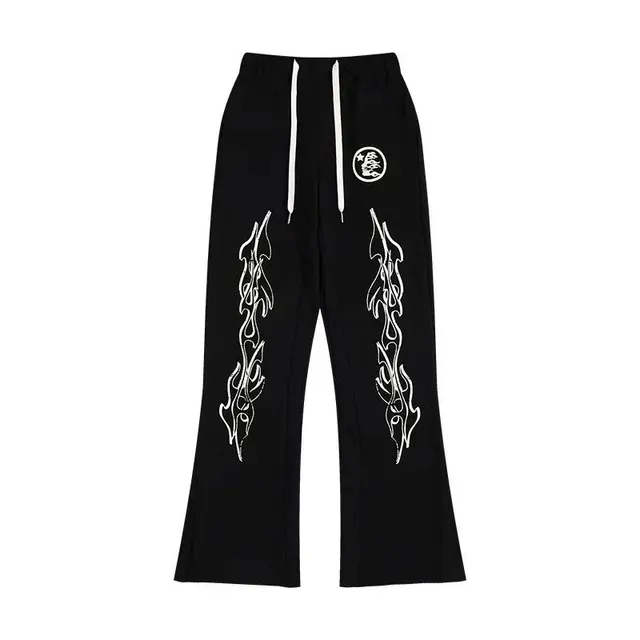 Hellstar Flame Print Sweatpants White Flame Graphic