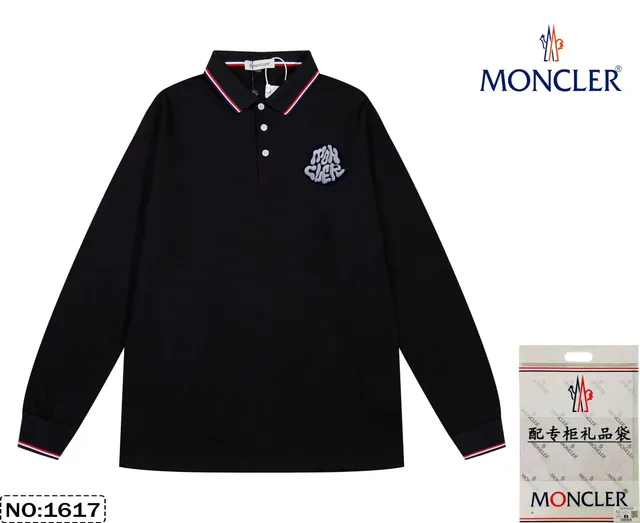 Moncler Long-Sleeve Polo Embroidered Logo