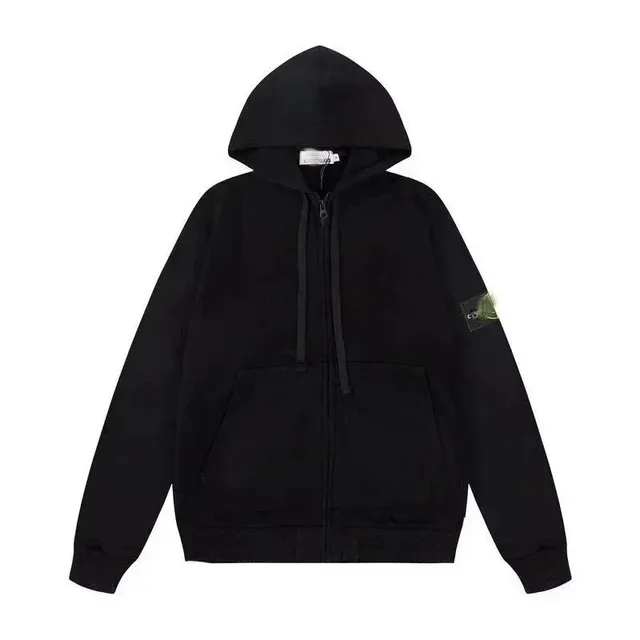 Stone Island Zip-Up Hoodie Black