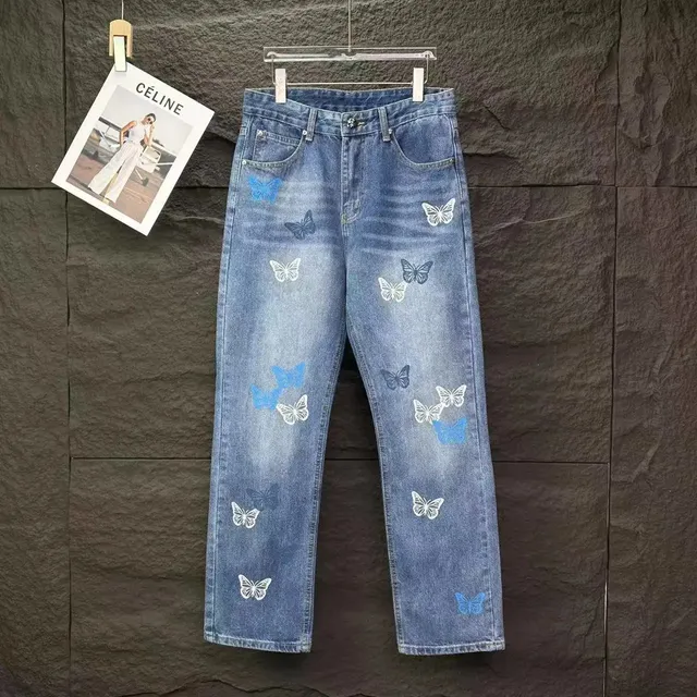 Celine Butterfly-Embroidered Jeans