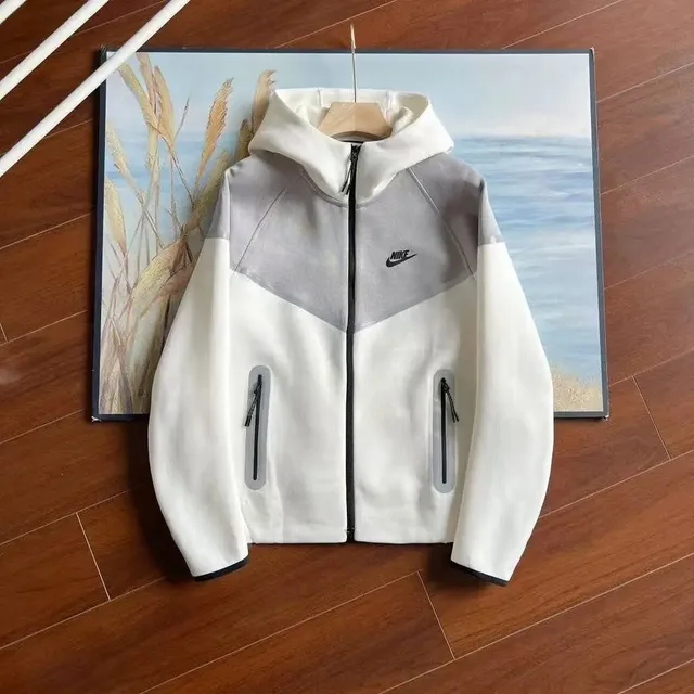 Nike Tech Fleece Hooded Jacket White/Grey Colorblock