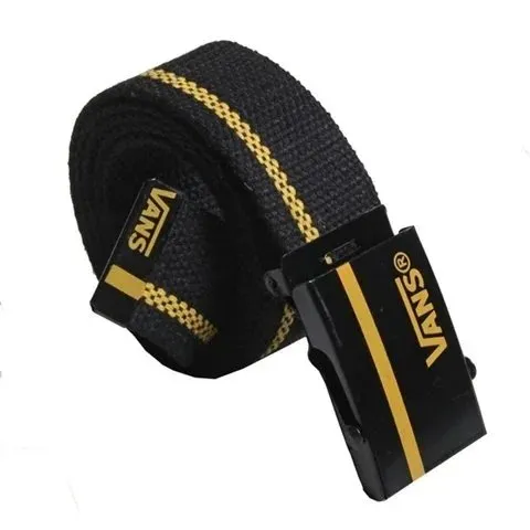 Vans Webbing Belt Black with Yellow Stripe