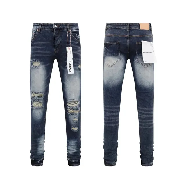 Purple Brand Distressed Slim Fit Jeans Fade Wash with Rips