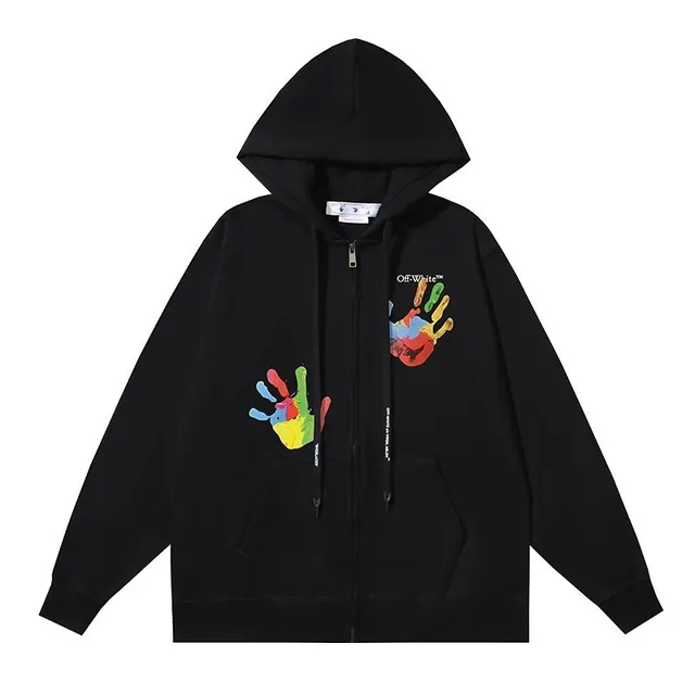 Off-White Zip-Up Hoodie Painted Hands