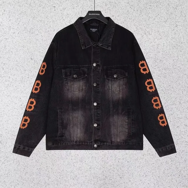 Balenciaga Denim Jacket Bitcoin Logo Print