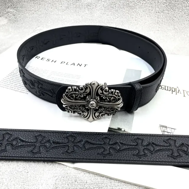 [15 black crosses with black background, flower cross] belt