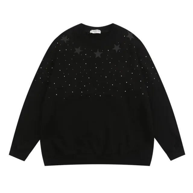Givenchy Star-Print Crewneck Sweater Studded Star Motif