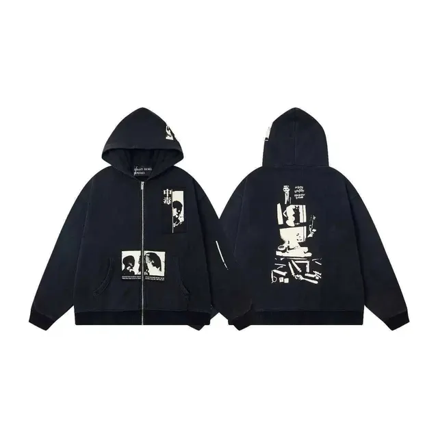 ER867黑拉链卫衣