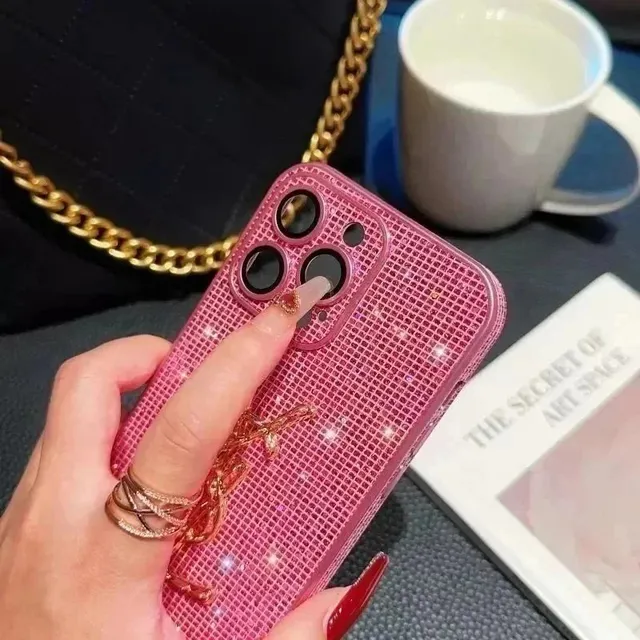 Saint Laurent Phone Case Crystal Mesh with Monogram