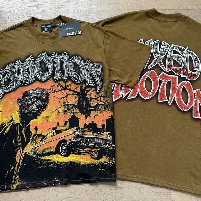 Mixed Emotion Graphic Tee Horror Car Print