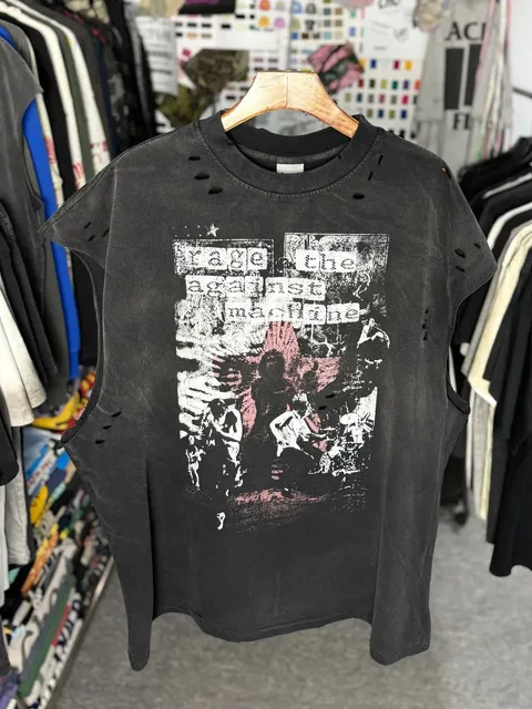 Distressed Graphic Tee Rage Against the Machine Print