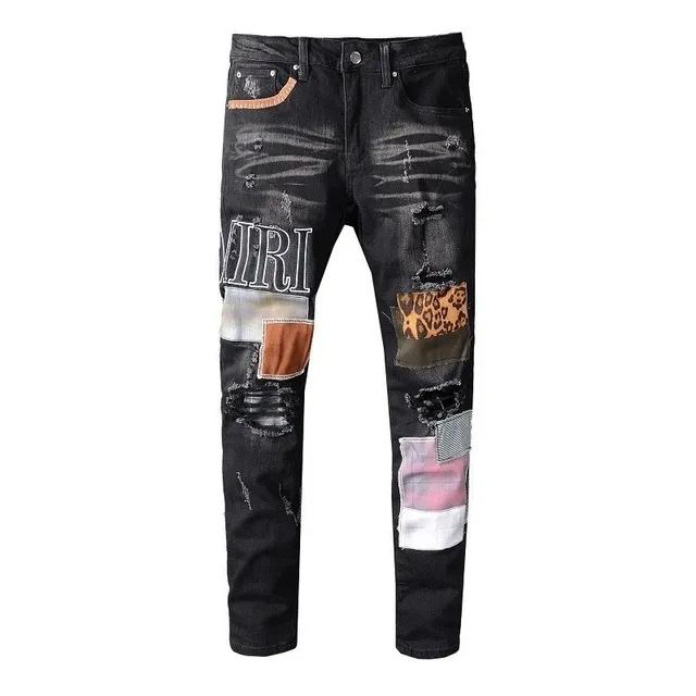 Amiri Distressed Patchwork Jeans Logo and Multi-Patch