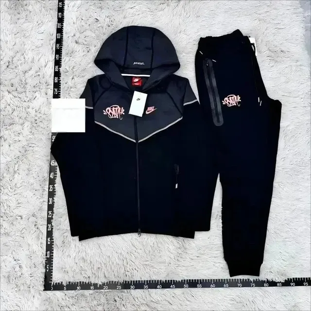 Nike Tech Fleece Hoodie and Joggers Black with Pink Logo