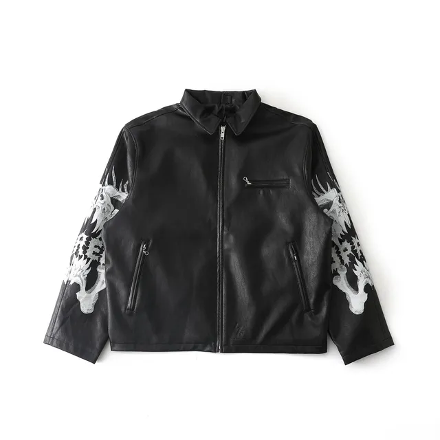 Supreme Leather Jacket Dragon Print