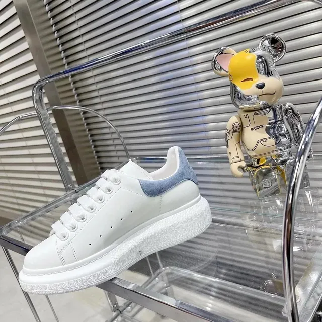 Alexander McQueen Oversized Sneaker White with Blue Suede Heel Tab