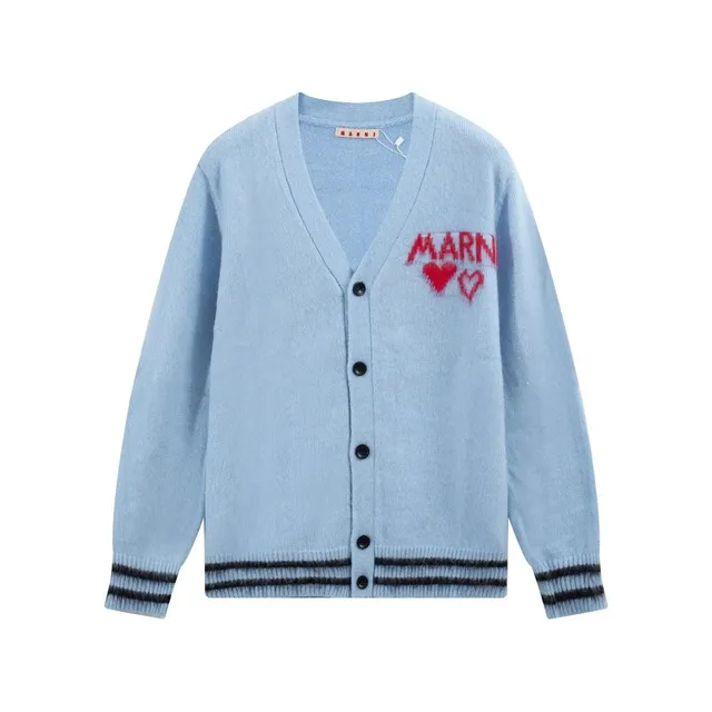 Marni V-Neck Cardigan Heart Logo