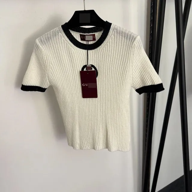 Gucci Ribbed Knit Top Contrast Trim