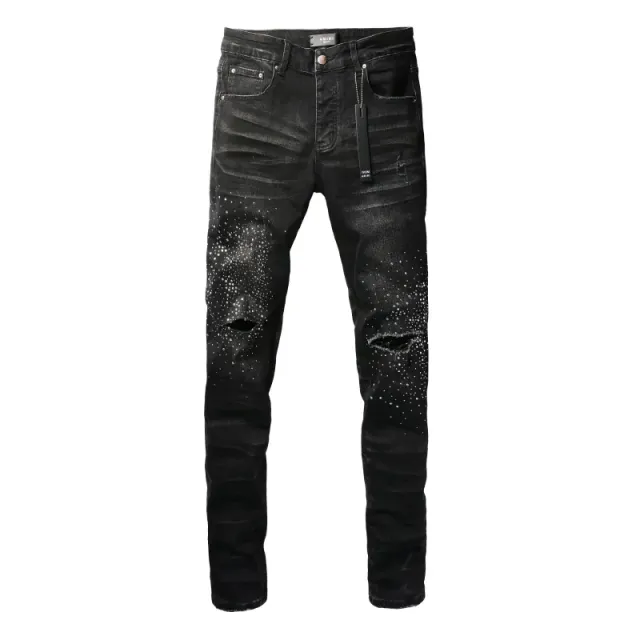 Amiri Distressed Jeans Crystal-Embellished