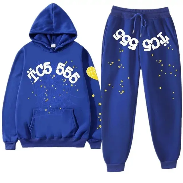 Sp5der Hoodie and Joggers Set Star Print with Graphic