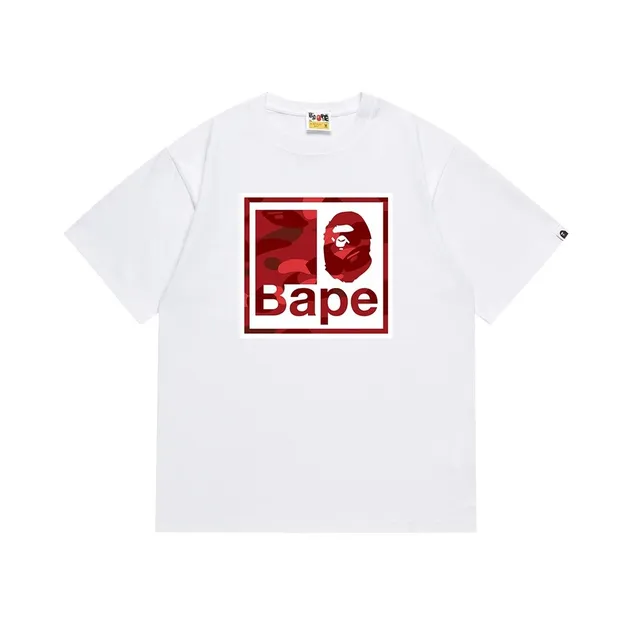 BAPE Graphic T-Shirt Red Camo Ape Head Box Logo