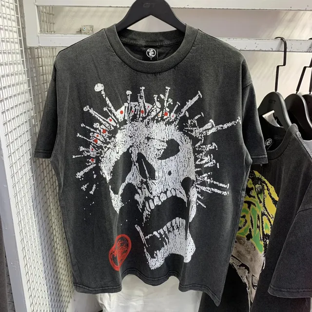 Hellstar Skull Graphic Tee Acid Wash Skull