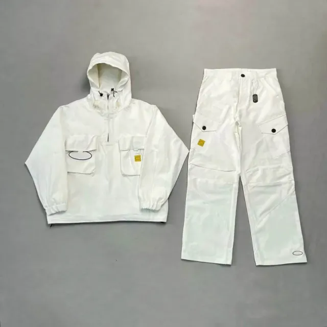 白色斜口袋套装(TOP+PANTS)