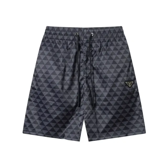 Prada Triangle-Print Shorts Monochrome Geometric