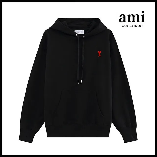 AMI Paris Hoodie Red Heart Logo