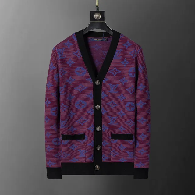Louis Vuitton Monogram Knit Cardigan Intarsia Logo Pattern