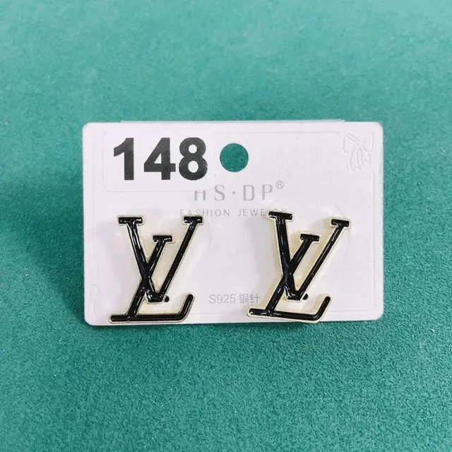 Louis Vuitton LV Logo Stud Earrings Enamel