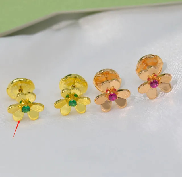 Van Cleef & Arpels Alhambra Earrings Floral Motif with Gemstones