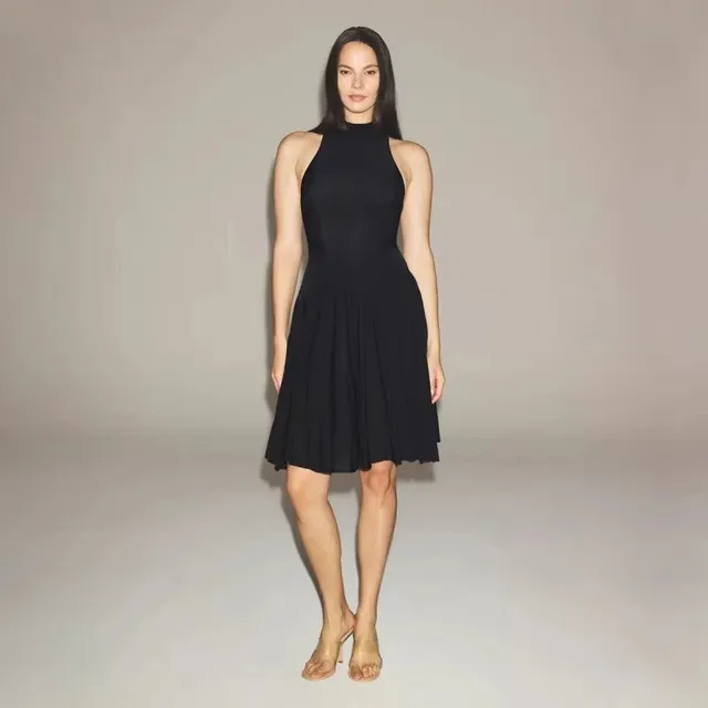 SKIMS Halter Neck Dress Pleated A-Line
