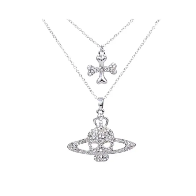 Vivienne Westwood Orb Skull Necklace Set Crystal-Embellished