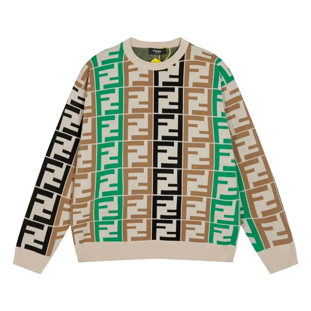 Fendi FF Logo Knit Sweater Multicolor Block Pattern