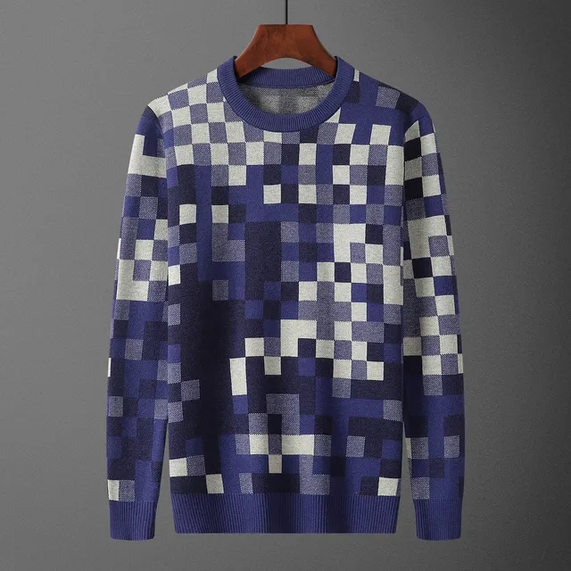 Knit Sweater Pixel Check Pattern