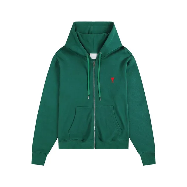 Off-White Zip-Up Hoodie Emerald Green