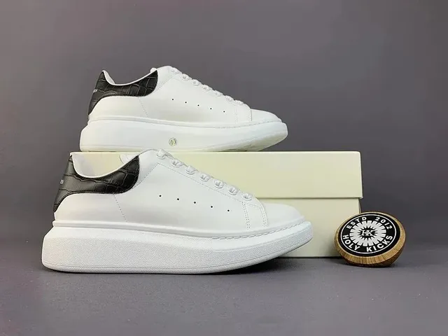 Alexander McQueen Oversized Sneaker White with Black Croc-Embossed Heel