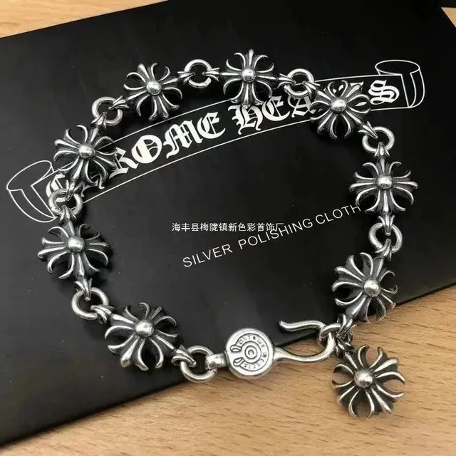 Chrome Hearts Cross Flower Bracelet Silver