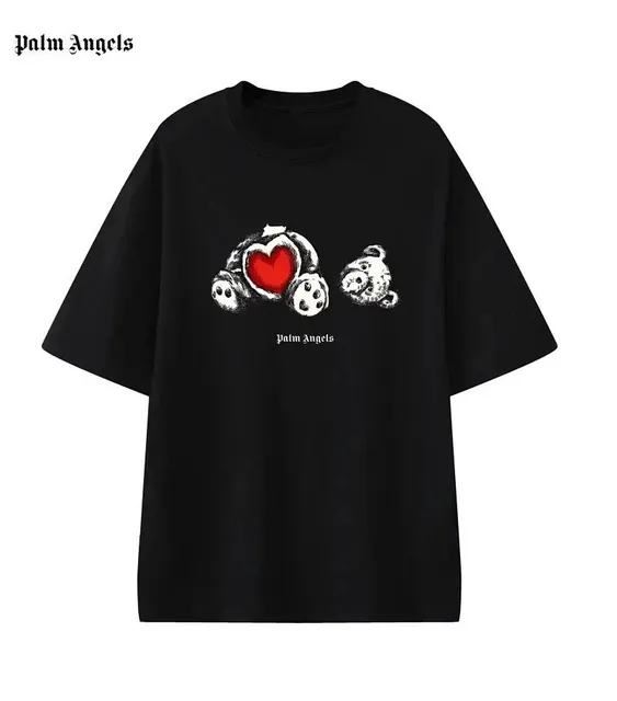 Palm Angels Graphic Tee Heart Bear Print