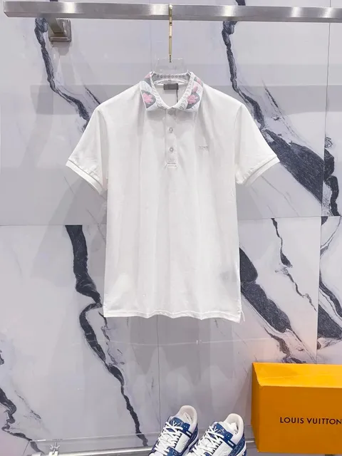 Dior Polo Shirt Floral Collar