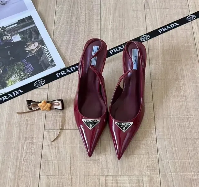 Prada Slingback Pump Patent Leather with Triangle Logo